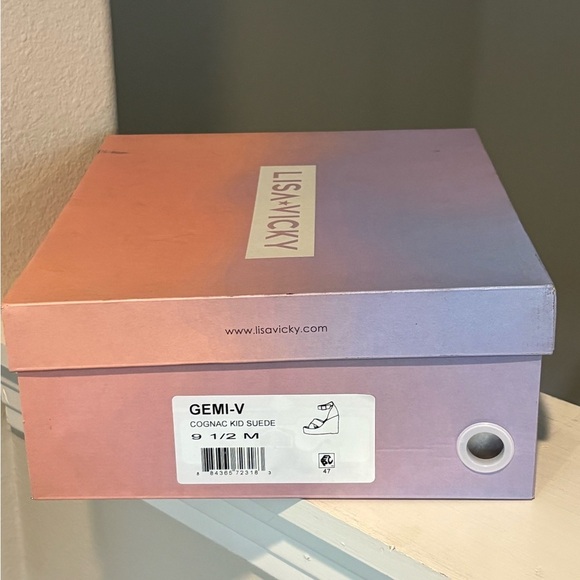 LISA VICKY Nordstrom Gemi Espadrille Wedge Sandal Cognac Suede WMN Size 9.5 NIB - Picture 9 of 9